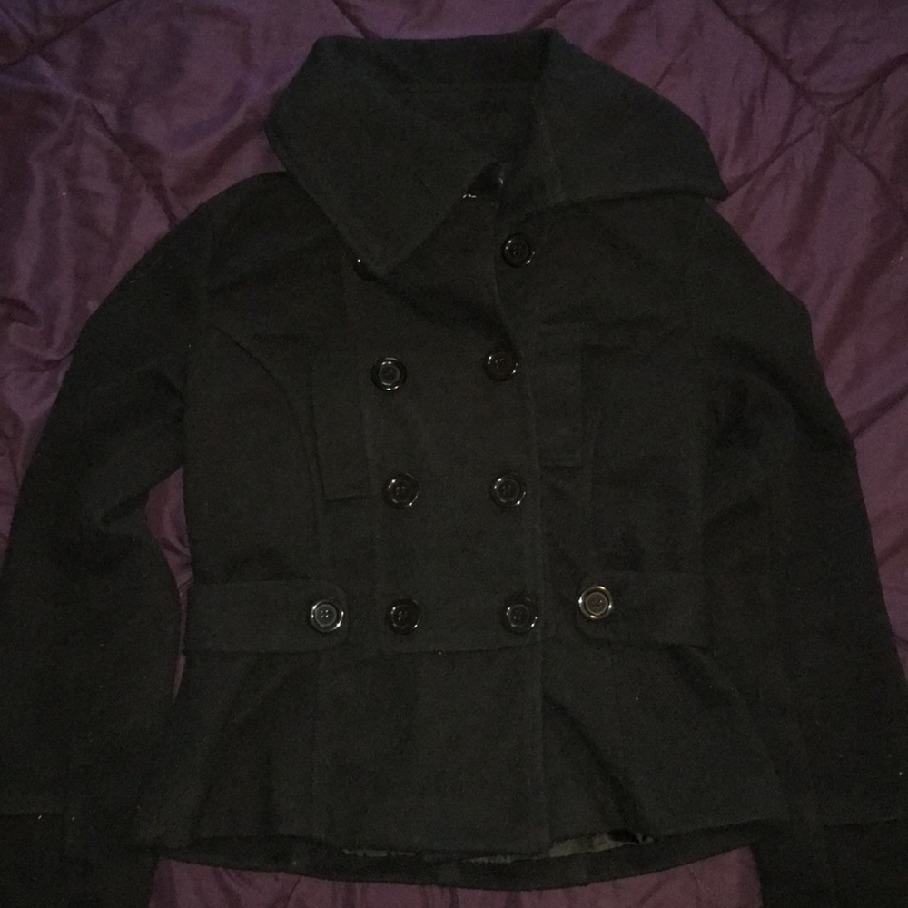 Last Kiss Small Black Double Breasted Peacoat